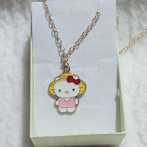 Women's Girls Hello Kitty Gold & Pink Necklace One Size